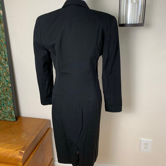 Vintage Llyod Williams Sz 8 Double Breasted Blazer Dress Coat  Black Minimalist - Picture 6 of 8